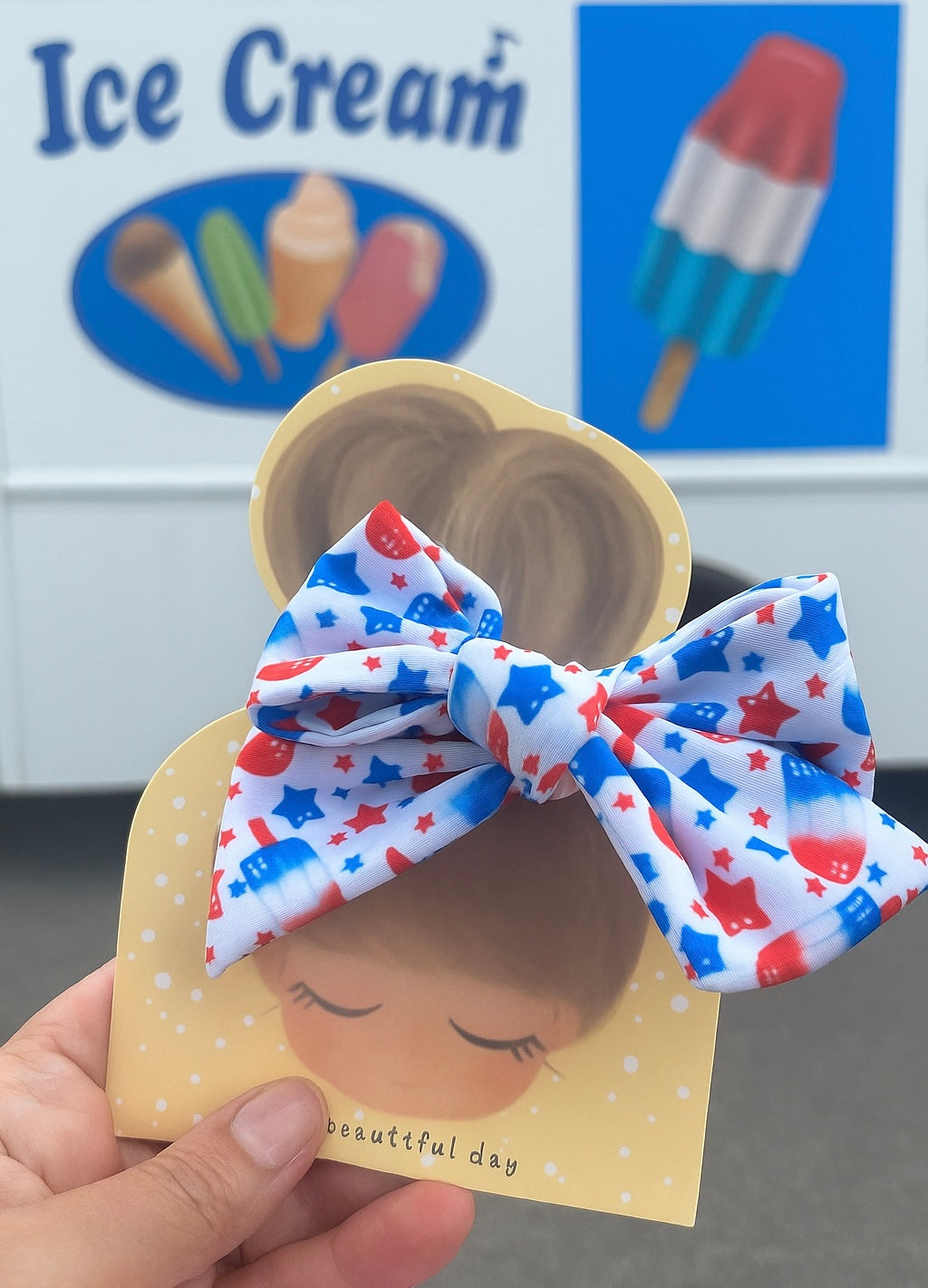 Patriotic Bomb Pop Hair Bow – Red, White & Blue Summer Style