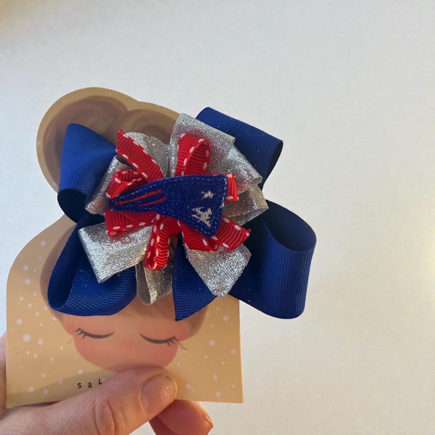 Patriots Inspired Hair Bow
