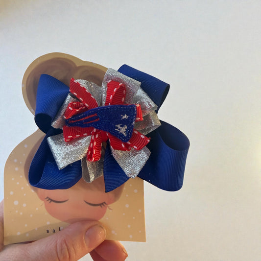Patriots Inspired Hair Bow